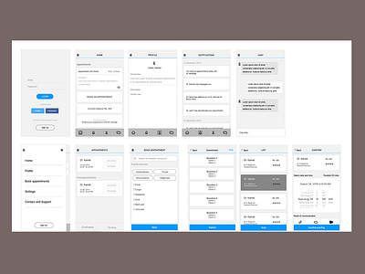 Telemedicine App wireframes