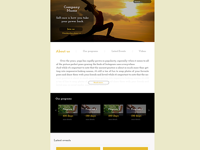 Web page designed for online yoga tutorials