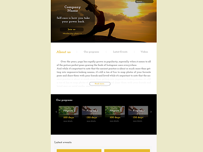 Web page designed for online yoga tutorials