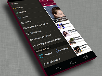 aufeminin news menu - android version