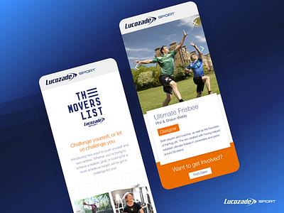 Lucozade Sport - Movers List brand clean clean ui exercise fitness marketing minimal sport sports sports branding sports design ui ui ux user experience user interface design userinterface web web design website