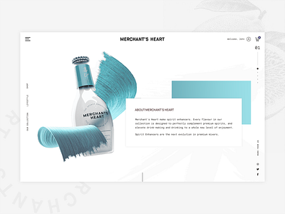 Merchant Heart Official Website 3d 3d design alchohol brushes clean drinks minimal minimalist webdesign website white whitespace