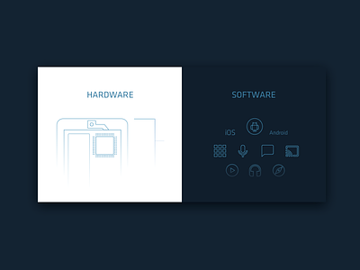 Hardware & Software blue icons illustration ui web