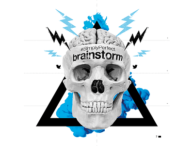 Brainstorm black black and white blue book geometric geometric shapes ink lightning one colour skull triangle twitter
