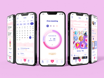 App for Love app application calendar design diary ios love mobile photo pink post screen tracker ui uxui