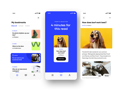 Bookmark App Concept app bookmarks concept design experience interface reading ui ux