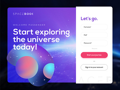 Daily UI #001 - Sign Up dailyui planets space universe
