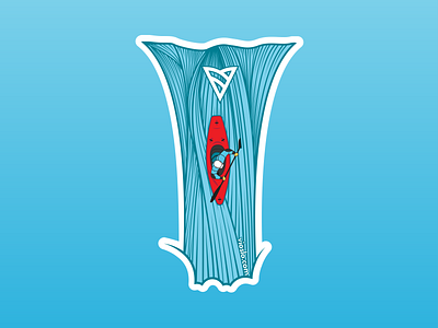 Kayaker running waterfall sticker