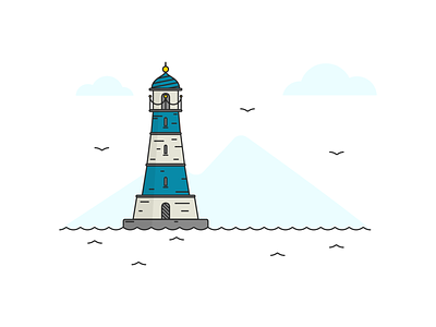 Lighthouse Illustration birds color illustration lighthouse see ui design