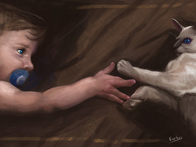 Leo And Dalia By Erebus Art cat kid painting