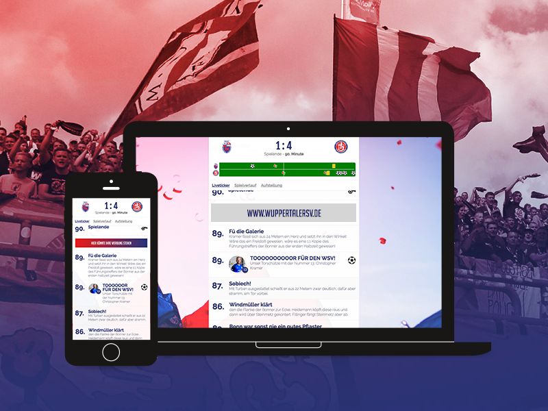 Liveticker Wuppertaler Sportverein website responsive football wuppertaler sportverein sports soccer ticker liveticker
