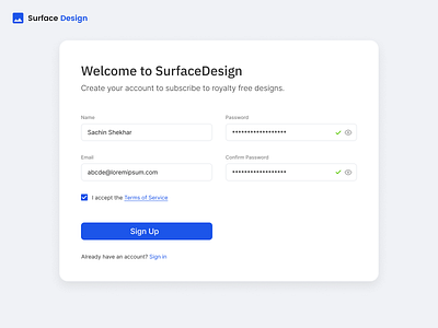 Sign Up Page UI Design