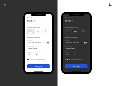 Credit Card Payment UI Design dailyui darkmode designchallenge figma mobileui selflearning uidesign