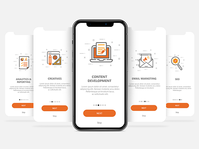 On-boarding Screens UI digital marketing illustration iphonex photoshop ui