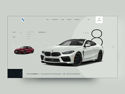 BMW M8 Landing Page Concept Ui / Ux app app design auto automotive automotive design branding car car dealer design inspiration landing page minimal ui ux web web design website
