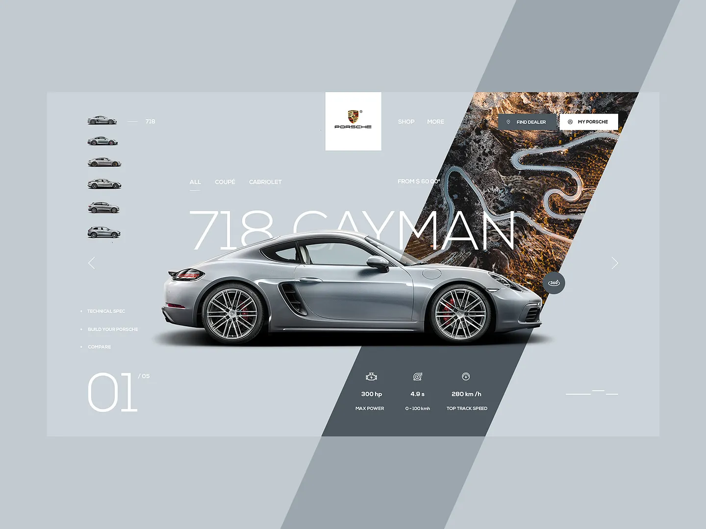 Sleek Car Dealer Website Design: Porsche Cayman UI/UX Concept