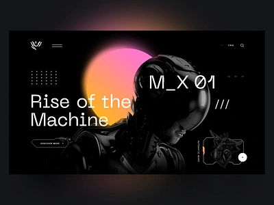 Ui concept Shot _ #2 Rise of the Machine android creative design design inspiration futuristic gradient homepage landing page modern robot ui uiux ux web design website