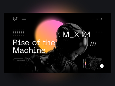 Ui concept Shot _ #2 Rise of the Machine android creative design design inspiration futuristic gradient homepage landing page modern robot ui uiux ux web design website