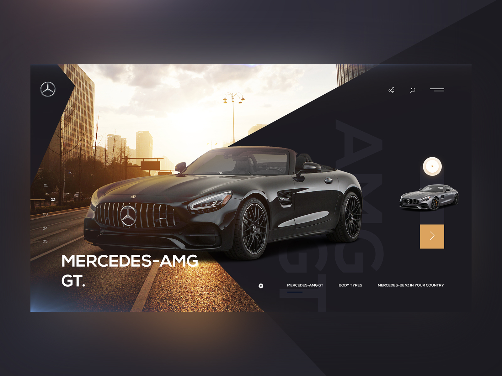 Ui concept Shot _ #6 Mercedes - AMG GT by Mariusz Mitkow on Dribbble