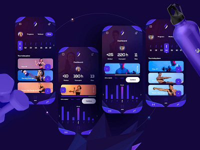 Fitness Hyper App Ui/Ux Design Concept 💪 app branding creative design design inspiration fit fitness graphic gym illustration logo mobile ui uiux ux vector web design