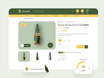 Product Page Sunnyville Oil Cbd Shop ☀️ branding creative design design inspiration ecommerce landing page page product shop ui ui design user interface ux web web design website