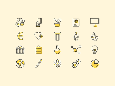 Icon set for an educational platform