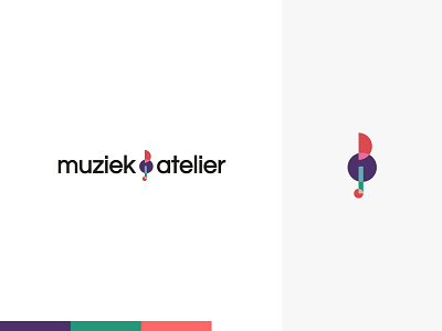 Muziek-Atelier brand branding clean color palette colors colorsheme design green icon identity logo logodesign minimal purple red type typography vector