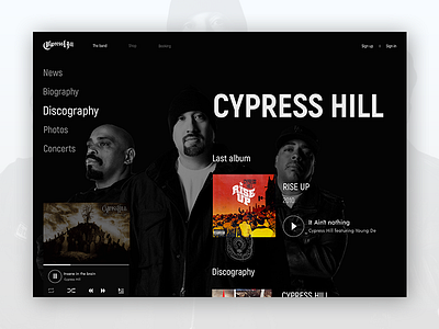 Cypress Hill - Website Concept cypresshill hiphop player ui webdesign