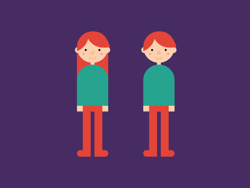 Twins character color design illustration simpel twins vector