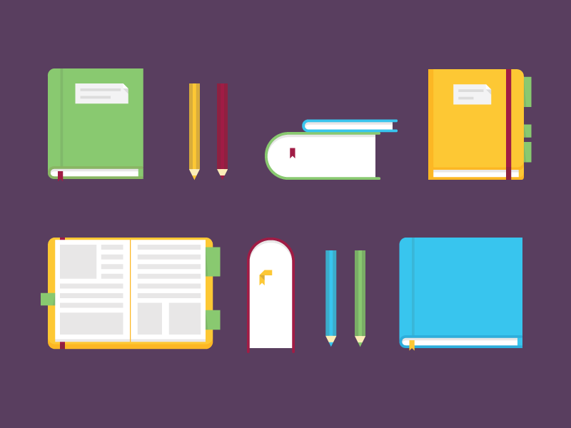 A bunch of books books design illustration learning school vector