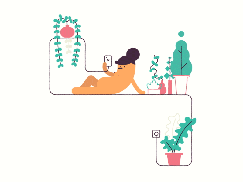Naked with Plants character design gif illustration iphone loop naked plants vector