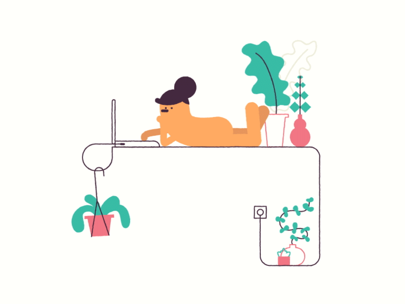 Naked with Plants character design gif illustration laptop loop naked plants vector