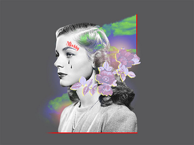 Lauren Bacall abstract collage daddy graphic design hollywood retro tattoo tattoos vintage