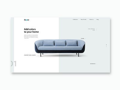 Landing page for online designer furniture store Concept