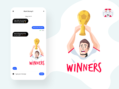 Football Stickers Illustrations app ball champion football illustration message messanger mobile soccer sport sticker vector win world cup