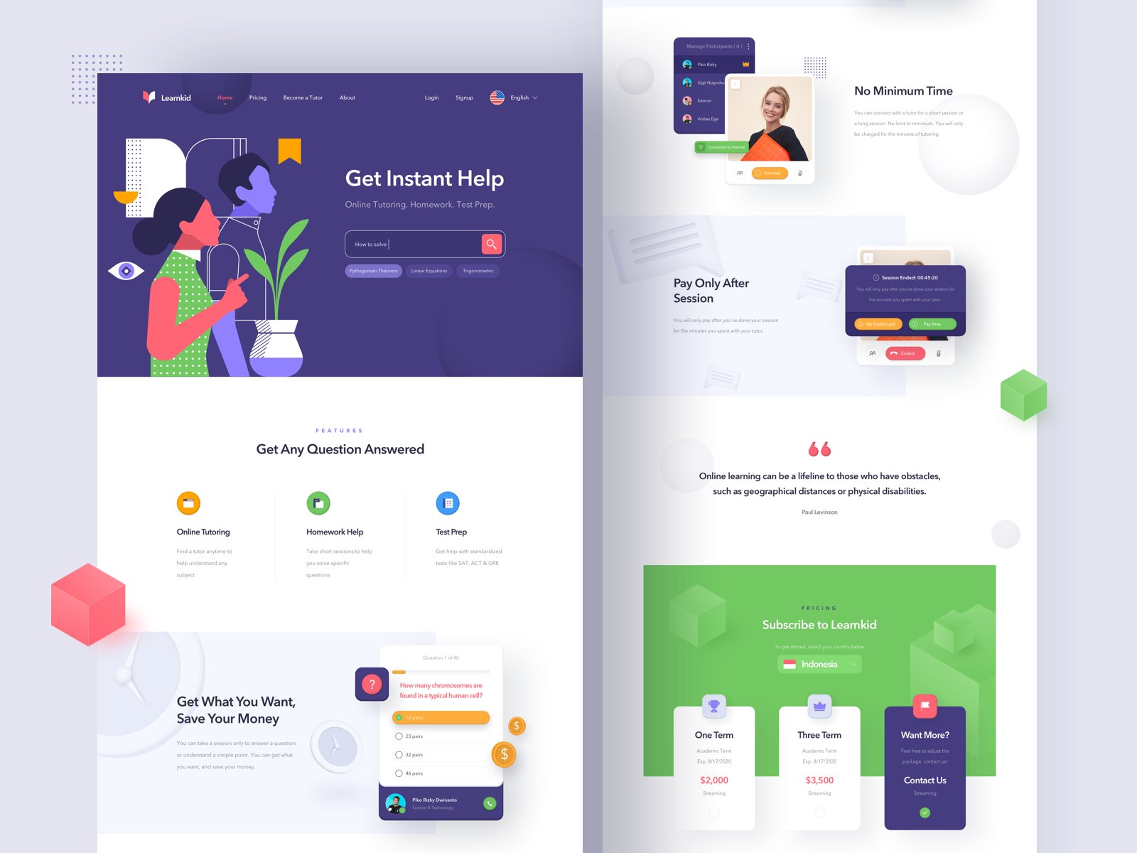 Learnkid - Online Tutoring Landing Page by Sigit Setyo Nugroho for One ...