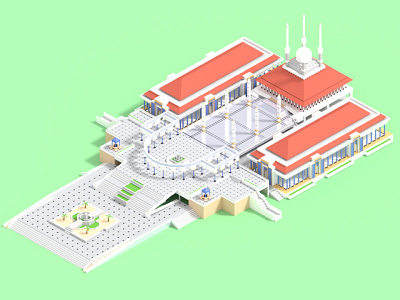 Great Mosque of Central Java 3d isometric mosque ramadan