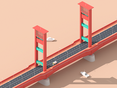 Ampera Bridge Isometric