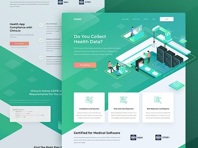 Chino Landing Page Concept business data protection green isometric landing page security ui website