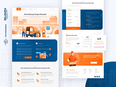 Pos Indonesia Landing Page Exploration business company courier delivery hero illustration illustration landing page orange package pos indonesia postal service shipping ui uidesign uiux website