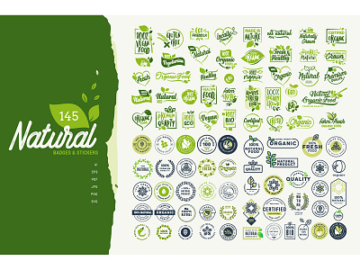 Natural Badges and Stickers logo nature organic vector