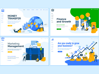 Set of website design templates finance management