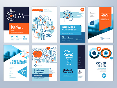 Set of brochure and annual report cover design templates poster