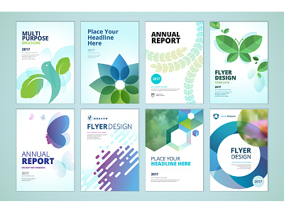 Set of brochure and annual report cover design templates environmental