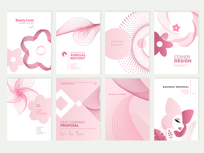 Set of brochure and annual report cover design templates beauty flower poster