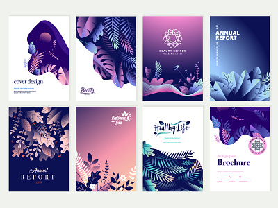 Set of brochure and annual report cover design templates fashion