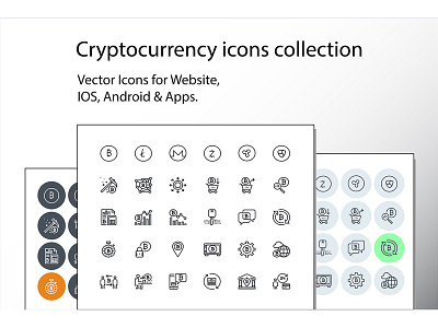 Set of thin line cryptocurrency icons