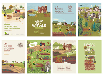 Set of organic food poster templates