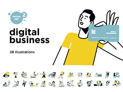 Digital business concept illustrations 2 brainstorming management media protection startup web