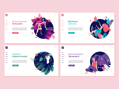 Set of web page design templates for beauty abstract banner beauty business cosmetics flat health care icon illustration interface layout logo nature people social media template vector web website woman